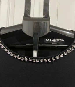 Karl Lagerfeld Paris LBD Cocktail Special Occasion Dress Jewel Neckline Size 6 - Picture 1 of 8
