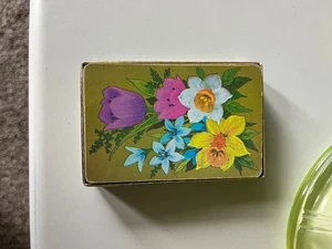 Caja de gamuza verde de cartas florales de colección - Imagen 1 de 8