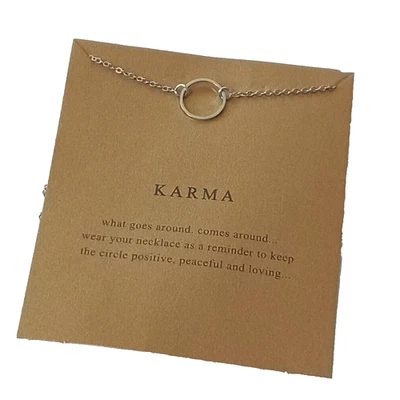 Collar Mujer Karma Acero Inoxidable 18 Pulgadas Largo Latón Chapado Foto 1 de 4