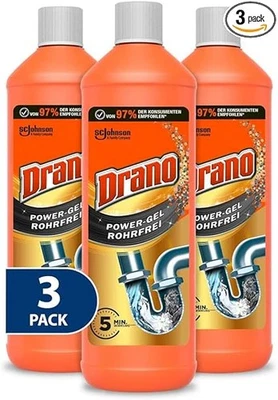 LENOX Drano Power Gel Rohrfrei Abflussreiniger, Rohrreiniger, Für Küche und Bad