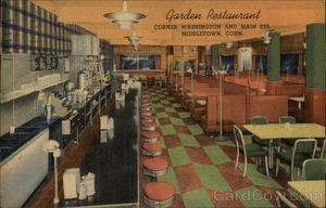 Middletown,CT Garden Restaurant,Corner Washington Main Streets Original Vintage - Picture 1 of 2