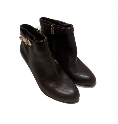 Botines Coach Regina para mujer talla 5 B marrón cuero de becerro tacones cremallera Foto 1 de 4