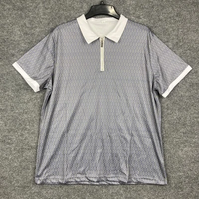 Camisa Polo Mujer XL Gris Púrpura Verde Patrón S/S 1/4 Cremallera 100% Poliéster NUEVA Foto 1 de 4