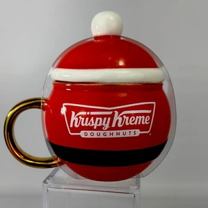Krispy Kreme Donuts 14 Unzen Weihnachten rot Weihnachtsmann Bauch Mütze Deckeltasse NEU - Bild 1 von 6