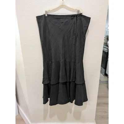 Maxi Falda Sundance Seda Para Mujer XL Negra Volantes Fluida Capas Preppy Falda Boho Foto 1 de 4