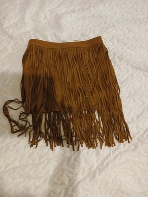 Truluv Youth Girls Size 8 Brown Fringe Skirt Faux Suede Mini Western Rodeo - Image 1 of 3