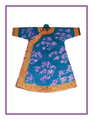 Japanese Asian Blue Lilac Floral Kimono Counted Cross Stitch Chart Pattern - Image 1 of 4