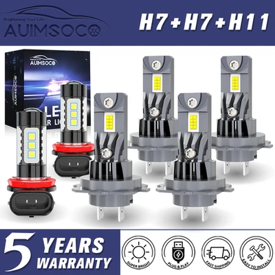 For 2011 2012 Mercedes-Benz E250 LED Headlight Hi/Lo + Fog Light Bulbs 6pcs Kit - Image 1 of 4