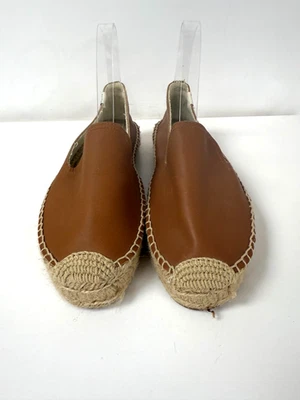 SOLUDOS Alpargatas de Cuero Marrón Zapatos Planos Sin Cordones Talla 7.5 Foto 1 de 4