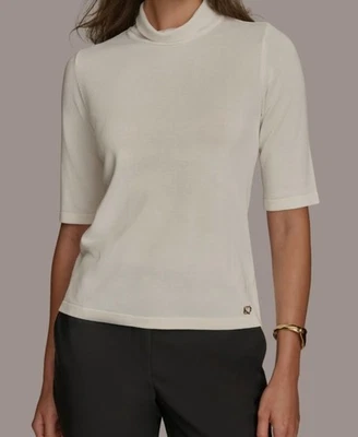 Donna Karan New York Women's Ivory Rib-Knit Turtleneck Sweater Size XS - Image 1 of 2