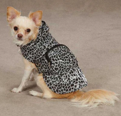 GREY LEOPARD  DOG RAIN COAT JACKET PET WATERPROOF RAINCOAT RAINY DAY GRAY - Image 1 of 2