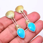 Sleeping Beauty Turquoise 925 Sterling Silver Two Tone Earring 1.76" E928618846