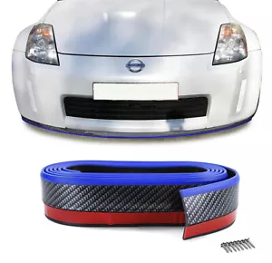 Front Spoiler Lippe Schweller universal flexibel 2,5mx5cm Carbon Optik blau - Picture 1 of 8