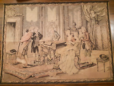 Vintage French Tapestry Antique Tapestry WallHanging Piano Music room scene52X39