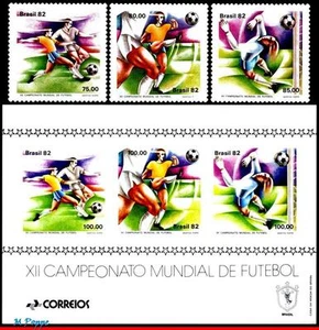 1786-89 BRAZIL 1982 WORLD CUP SPAIN, FIFA, SOCCER FOOTBALL RHM B-50 C-1245-7 MNH - Picture 1 of 5