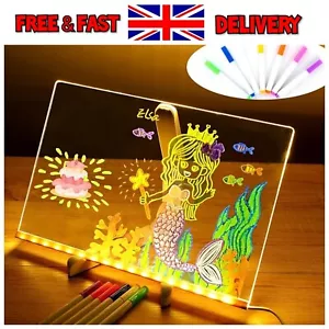 LED Acrylic Writing Note Board with 7 Colour Pens | 30 x 20cm, XL Version - Picture 1 of 4