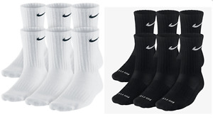 Nike Dri-Fit and Performance Cotton Crew Socks 1, 2 3, OR 6 PAIRS WHITE OR BLACK
