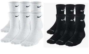 Nike Everyday Plus Cushioned Training Socks 1, 2, 3, OR 6 PAIRS WHITE OR BLACK - Picture 1 of 3