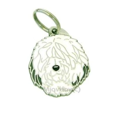 Dog name ID Tag, Old English Sheepdog, Bobtail, Engraved, Personalized, Handmade - Image 1 of 4