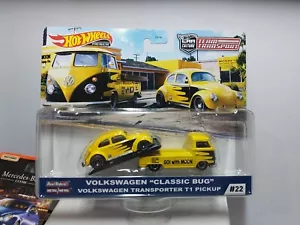 Hotwheels 1/64 π«π· Team Transport Volkswagen mooneyes bug + transporter t1 #22 - Foto 1 di 7