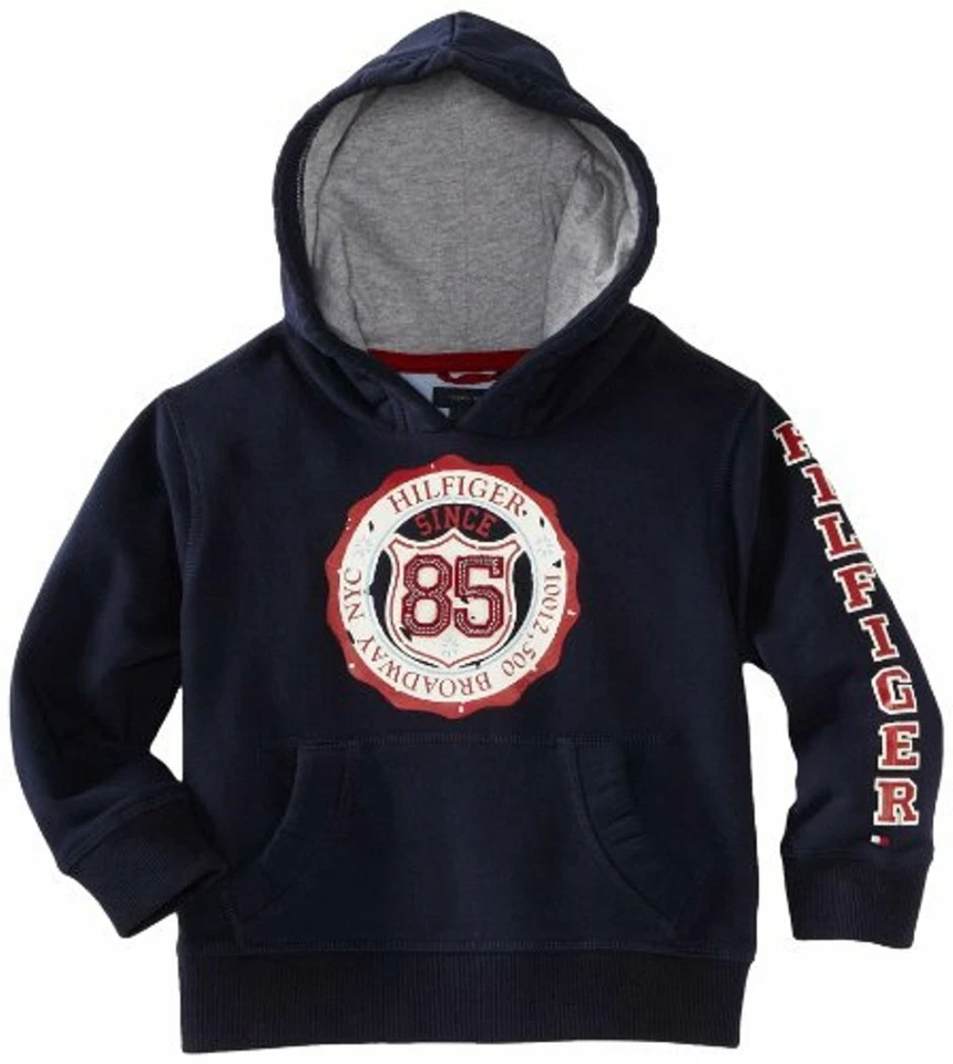 Nuevo Tommy Hilfiger Niños Sudadera con Capucha Azul Marino Nuevo con Etiquetas Mediano y Grande Bolsillo Frontal Foto 1 de 4