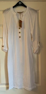 NUEVA Camisa Túnica Larga Blanca de Playa Mantaray para Mujer S Reino Unido 10 (PVP £28.00) - Imagen 1 de 5