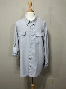 Excellent Mens "HABIT" Light Gray Polyester Roll Tab Sleeve Fishing Shirt 2XL - Picture 1 of 13