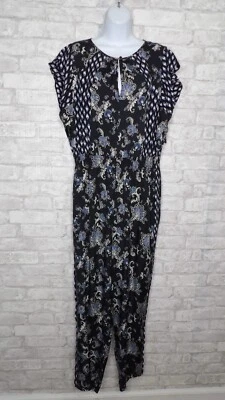 Macacão Rebecca Taylor floral mistura de seda preto tamanho 16 falha leitura - Imagem 1 de 4