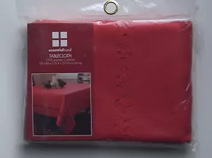 Christmas Holiday Tablecloth Red Holly Leaf Cutout Oblong 60x84 Essential Home - Picture 1 of 4