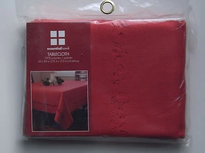 Christmas Holiday Tablecloth Red Holly Leaf Cutout Oblong 60x84 Essential Home - Image 1 of 4