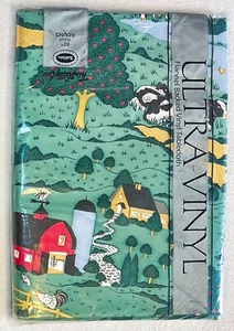 Town & Country Ultra Vinyl Flannel Back Tablecloth Primitive FARM 60” Round NEW - Picture 1 of 4