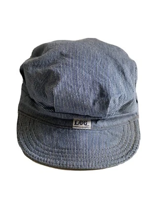 Vintage LEE .Railroad Worker HICKORY Denim Jeans  Hat Cap  Sz 7 1/4 - Image 1 of 4
