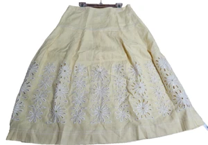 Peck & Peck Collection LIned 100% Leinen bestickt Rock bestickt 6 gelb - Bild 1 von 9