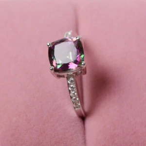 Mujeres Elegantes 5 Colores Circonita Cúbica Anillos Chapados en Plata 925 Joyería Talla 6-10 - Imagen 1 de 17