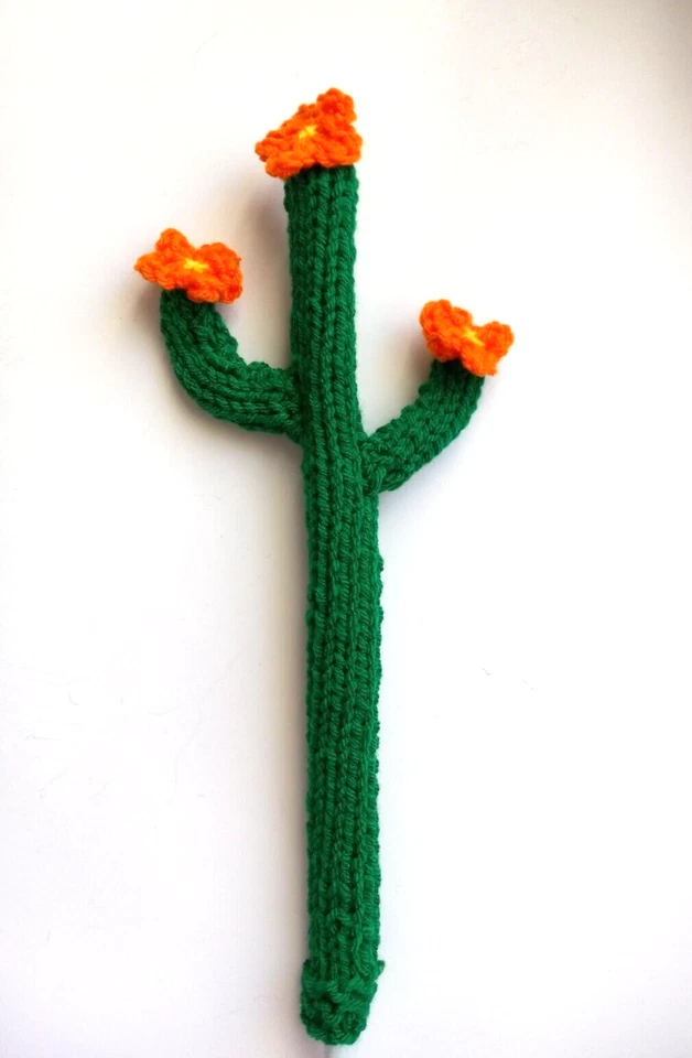 EROSGIFTS.ORG ORANGE FLOWERING CACTUS ALIGNMENT STICK COVER. EROS GIFTS ORIGINAL, 12" LONG