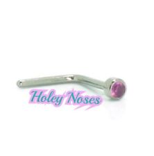18ct White gold 1.5mm created ruby nose stud ring bone bezel set nose jewellery