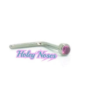 18ct White gold 1.5mm created ruby nose stud ring bone bezel set nose jewellery - Picture 1 of 6