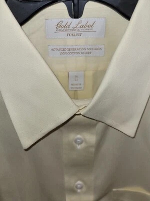 Camisa de vestir para hombre Roundtree & Yorke Gold Label AMARILLO cuello de punta 16/33 nueva con etiquetas Foto 1 de 4