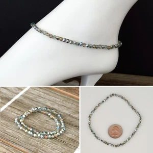 Angle Cut Crystal Beads Stretch Ankle Bracelet - Picture 1 of 18