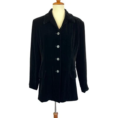 Blazer ajustado Annie Alexander para mujer 16 terciopelo negro años 90 Foto 1 de 4