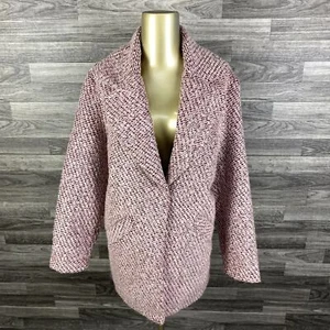 BERSHKA Snap Buttons Lined Maroon Tweed Blazer Jacket Girl's Size XS - Picture 1 of 12