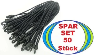 50 x Spanngummi mit Haken 18 cm SCHWARZ Gummi Planen Spanner Expander Spannfix - Picture 1 of 6