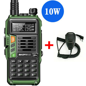 BAOFENG 10W V/UHF TRI-BAND TWO WAY HAM RADIO TRANSCEIVER WALKIE TALKIE WITH MIC