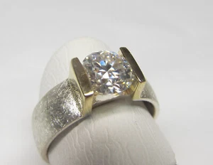 1 Diamant Ring 2,0 Carat im Labor hergestellt Moissanit   585 Gold 925 Silber - Bild 1 von 8