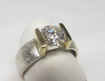 1 Diamant Ring 2,0 Carat im Labor hergestellt Moissanit   585 Gold 925 Silber - Bild 1 von 4