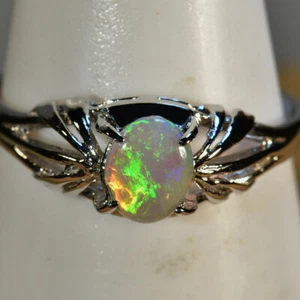 Damen Massiv 18 Karat Weißgold Massiv Lightning Ridge Opal Ring (16895) - Bild 1 von 5