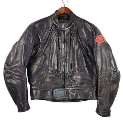 Vanson Leathers Motorcycle Jacket Men 44 Black Moto Guzzi Patch USA Made - Image 1 of 4