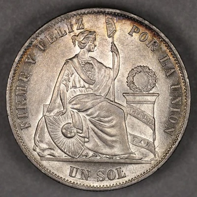 1874 Peru Silver 1 Sol Lustrous - Image 1 of 3