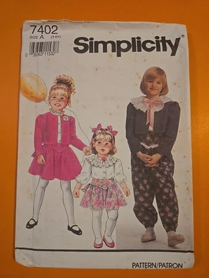SIMPLICITY PATTERN 7402 CHILDS' PANTS, SKIRT,  BLOUSE & JACKET /  Size 3-6X - Image 1 of 3