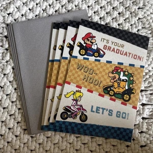 Hallmark Mario Cart Graduation Cards Set of 4 with Envelopes New - Picture 1 of 6
